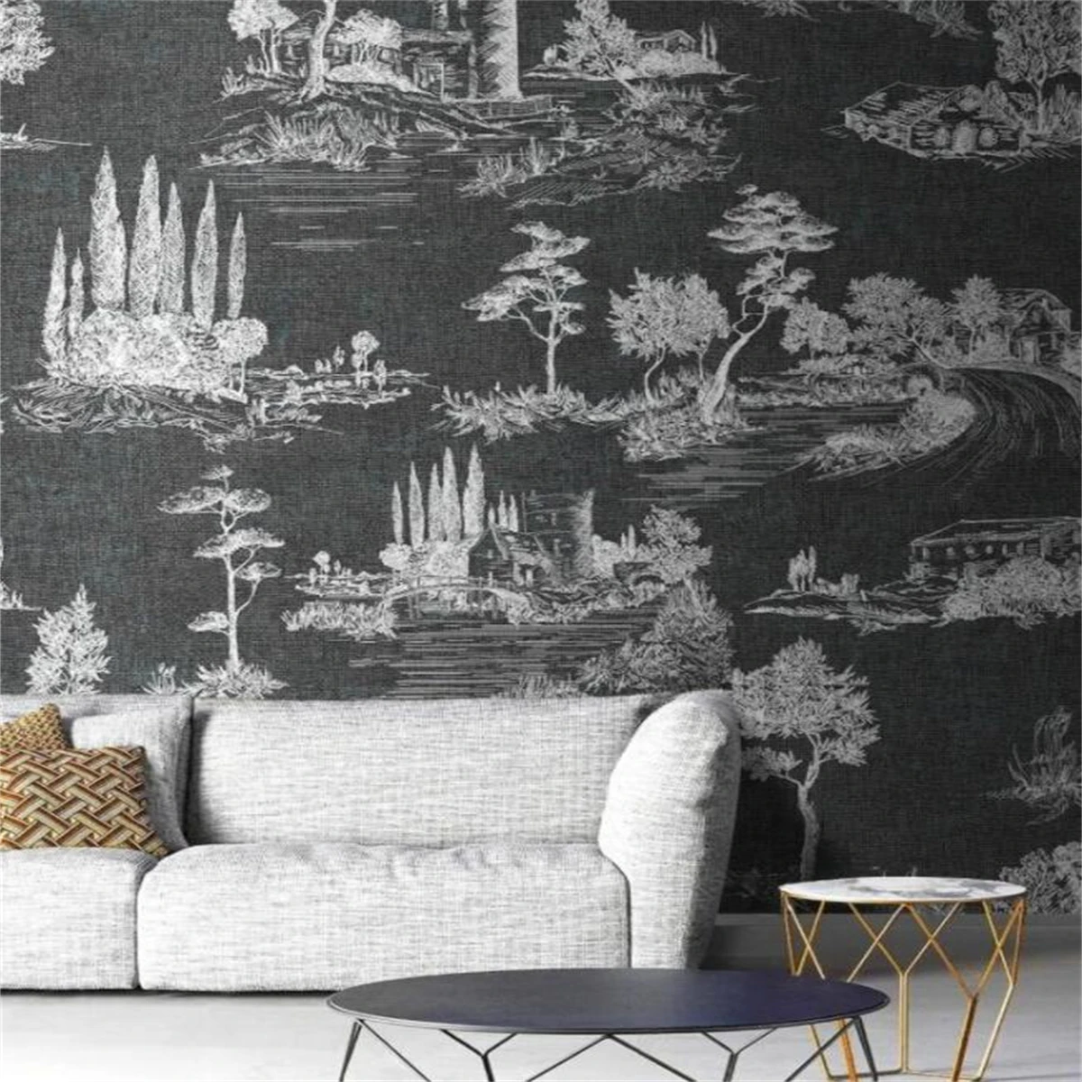 

Custom Wallpaper photo American rural pastoral building landscape black chalk painting background Murals decoration 3D Wallpaper