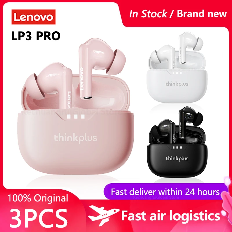 3PCS Lp3 pro Lenovo Original Lp3pro TWS Earphones Wireless Bluetooth 5.2 Earbuds HIFI Sound Noise Reduction HD Call Headphones