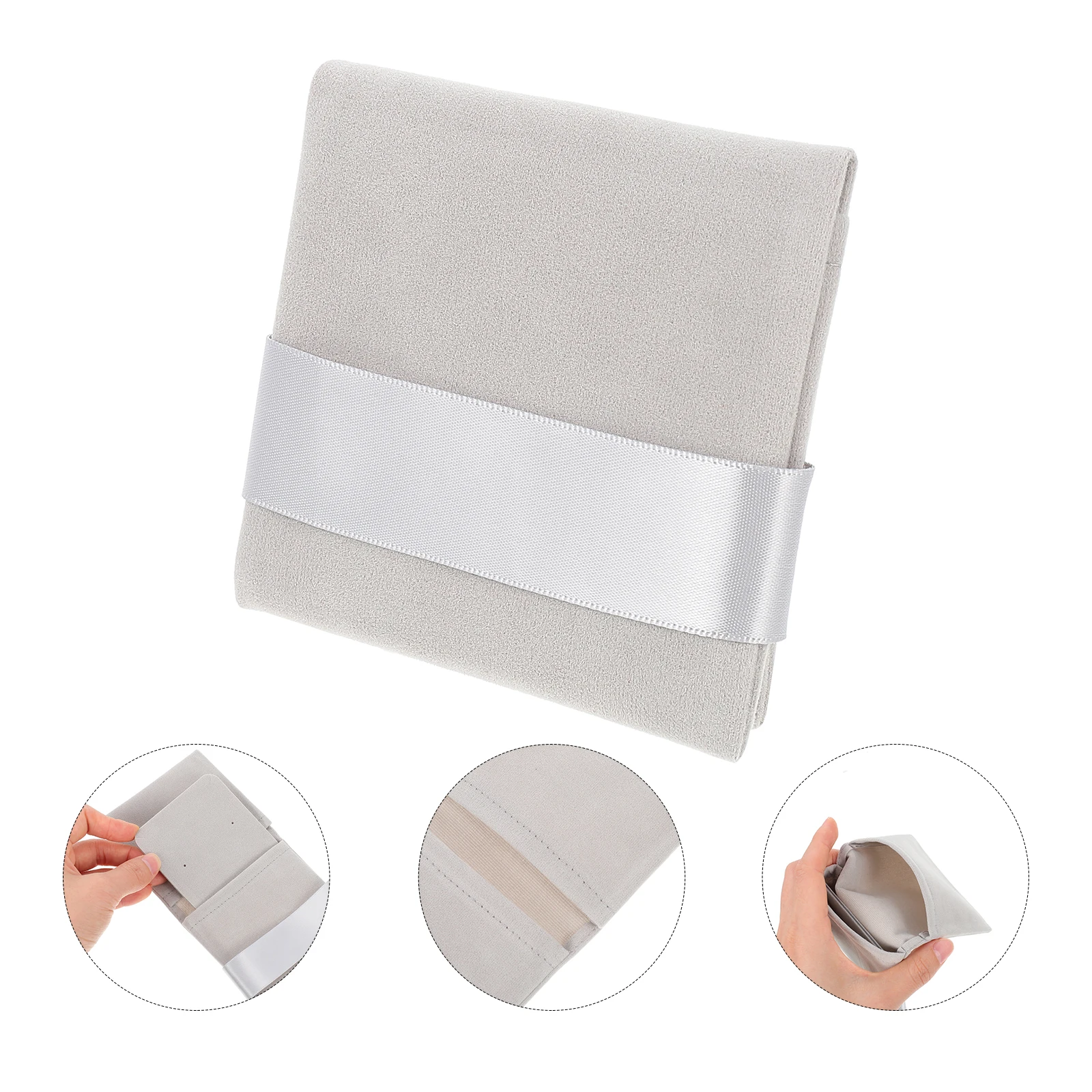 

Elegant Jewelry Pouch Bag Necklace Storage Portable Earrings Organizer Ribbon Design Durable Gift Packaging Accessories Holder