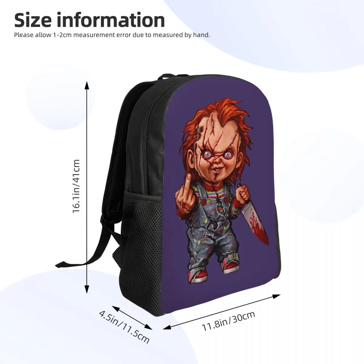 Ransel Chucky boneka pembunuh kustom tas buku Mode Pria Wanita untuk tas film horor permainan anak sekolah kuliah