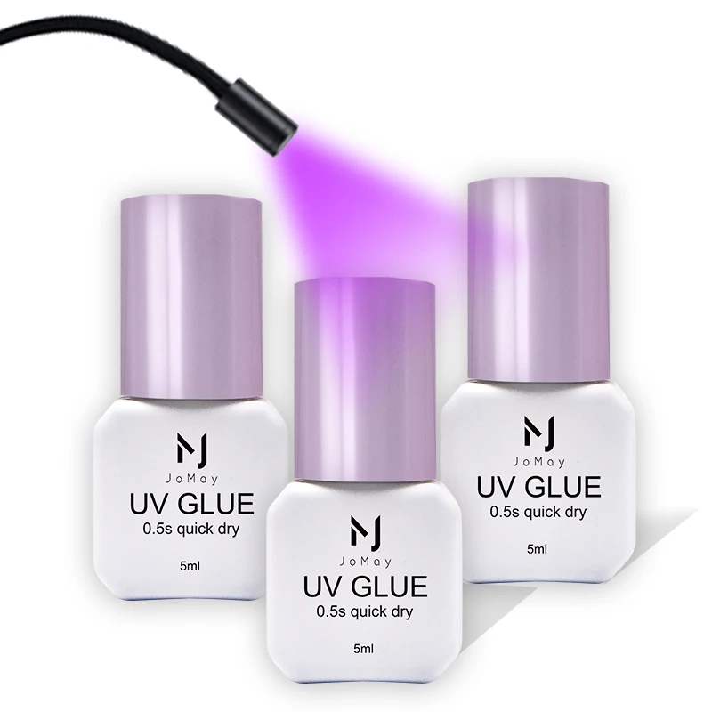 JOMAY Neuer 5 ml UV-Wimpernkleber, schnell trocknend, 0,5 S, 75 Tage langlebiger Wimpernkleber, keine Schlüsselung, Wimpernverlängerungskleber, UV-Kleber