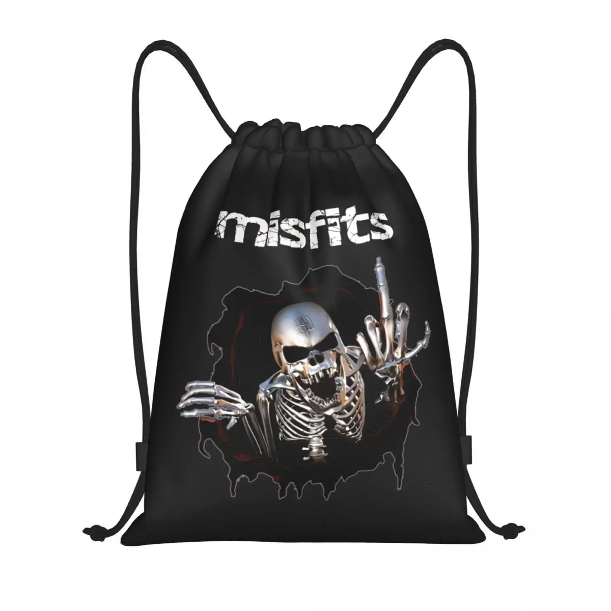 Horror Rock Band Misfits Skull Drawstring Bag Men Women Foldable Gym Sports Sackpack Heavy Metal Training Backpacks