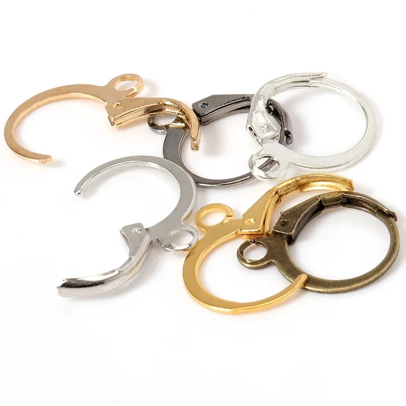 100-300 قطعة خطاف القرط المعدني هيبوالرجينيك رافعة الظهر القرط النتائج مع حلقة مفتوحة DIY بها بنفسك مستلزمات صناعة المجوهرات سلك الأذن