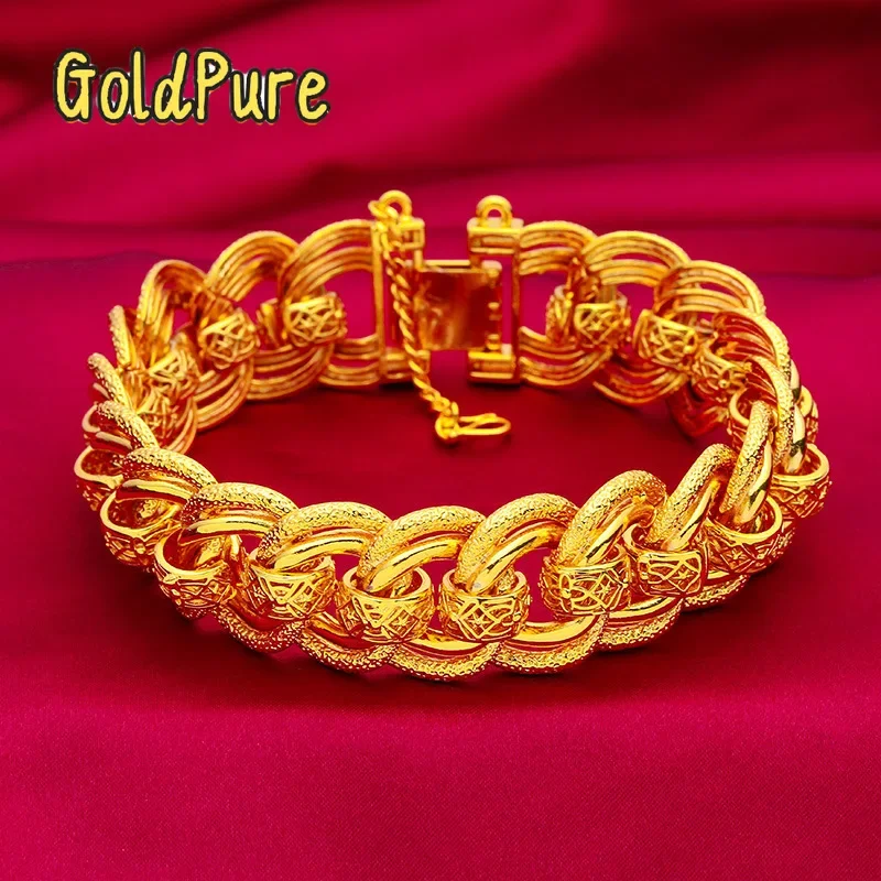 

Золотой браслет-цепочка Goldpure 9999 из настоящего золота 24K, 20 мм, для мужчин, с широким краем, классический, модный, эффектный подарок для отца, папы