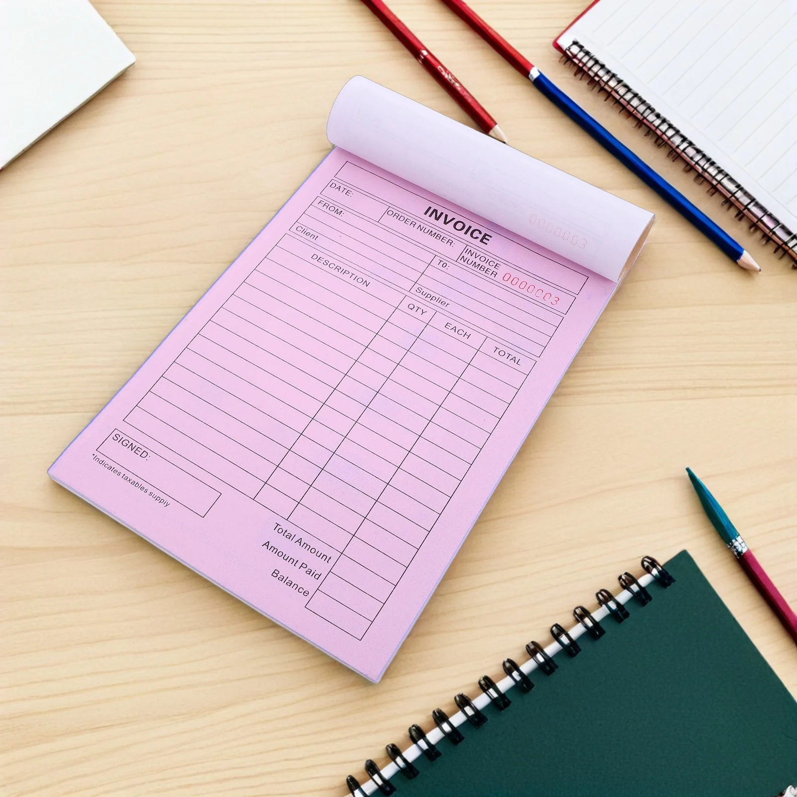 2 Part Invoice Book for Record Keeping with Duplicate Receipt Forms Ideal for Retail Office Restaurant Use - Business Invoice