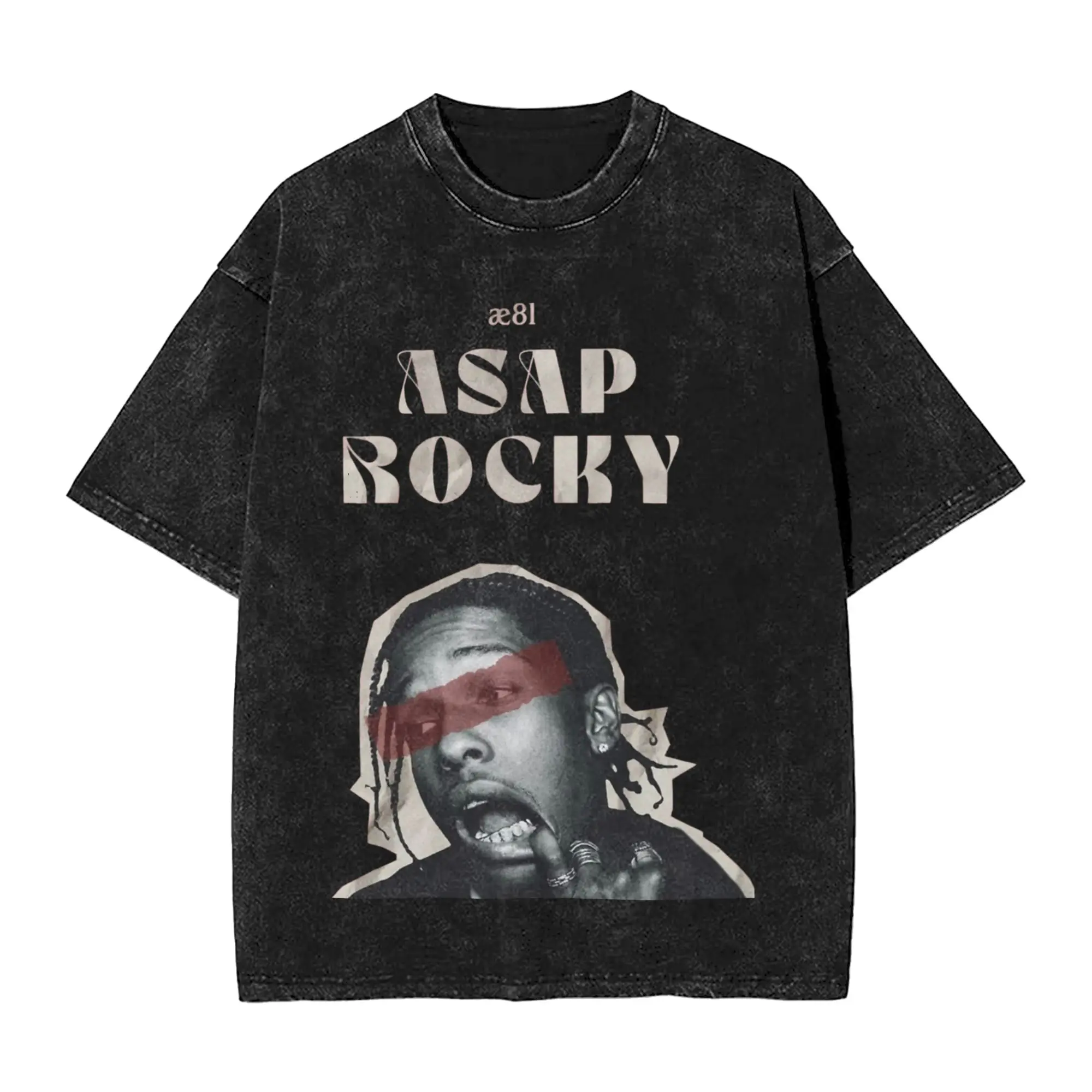 ASAP Rapper Rockys T Shirts Hip Hop Washed Short Sleeve High Street T-Shirts  Fashion Men Women Tops Streetwear Summer Tops Tees