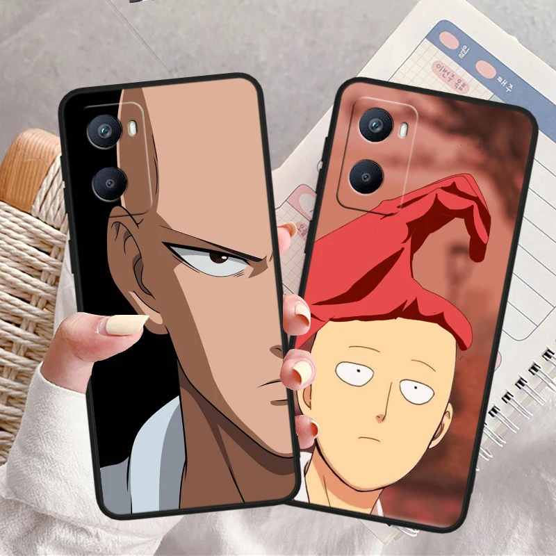 Anime One-Punch Man Cool Tpu Silicone For OPPO A98 A96 A94 A74 A72 A57S A55 A53S A15S A16K A5 Black Cover