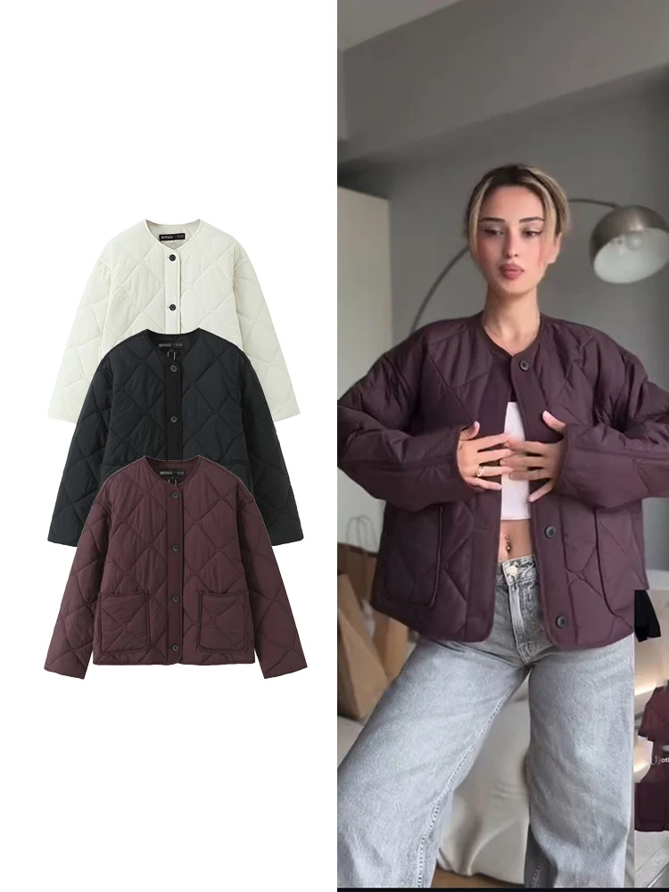 

Женская легкая хлопковая куртка, шикарная стеганая дизайнерская куртка с карманами на пуговицах, женская свободная повседневная верхняя одежда, женская осенняя новинка