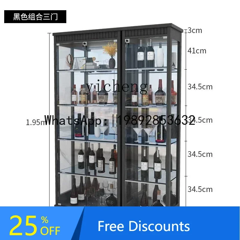 

ABC solid wood display cabinet living room against luxury high-end small household glass wine cabinet
