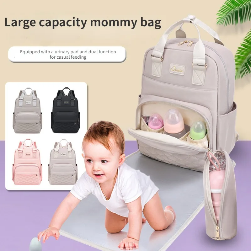 

USB Diaper Bag Mummy Backpack, Large Capacity Waterproof Maternity Bag with Urinary Pad, Multi-Pocket Organizer for Mom Travel