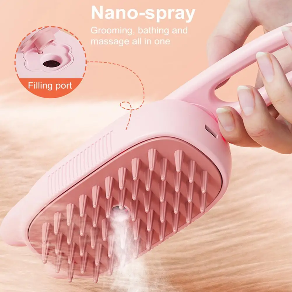 Cat Steam Brush Pet Spray Comb 3-in-1 Spray Grooming Tool Cat Hair Brush Massager Brushes Dog Silicone Steamy Brushes