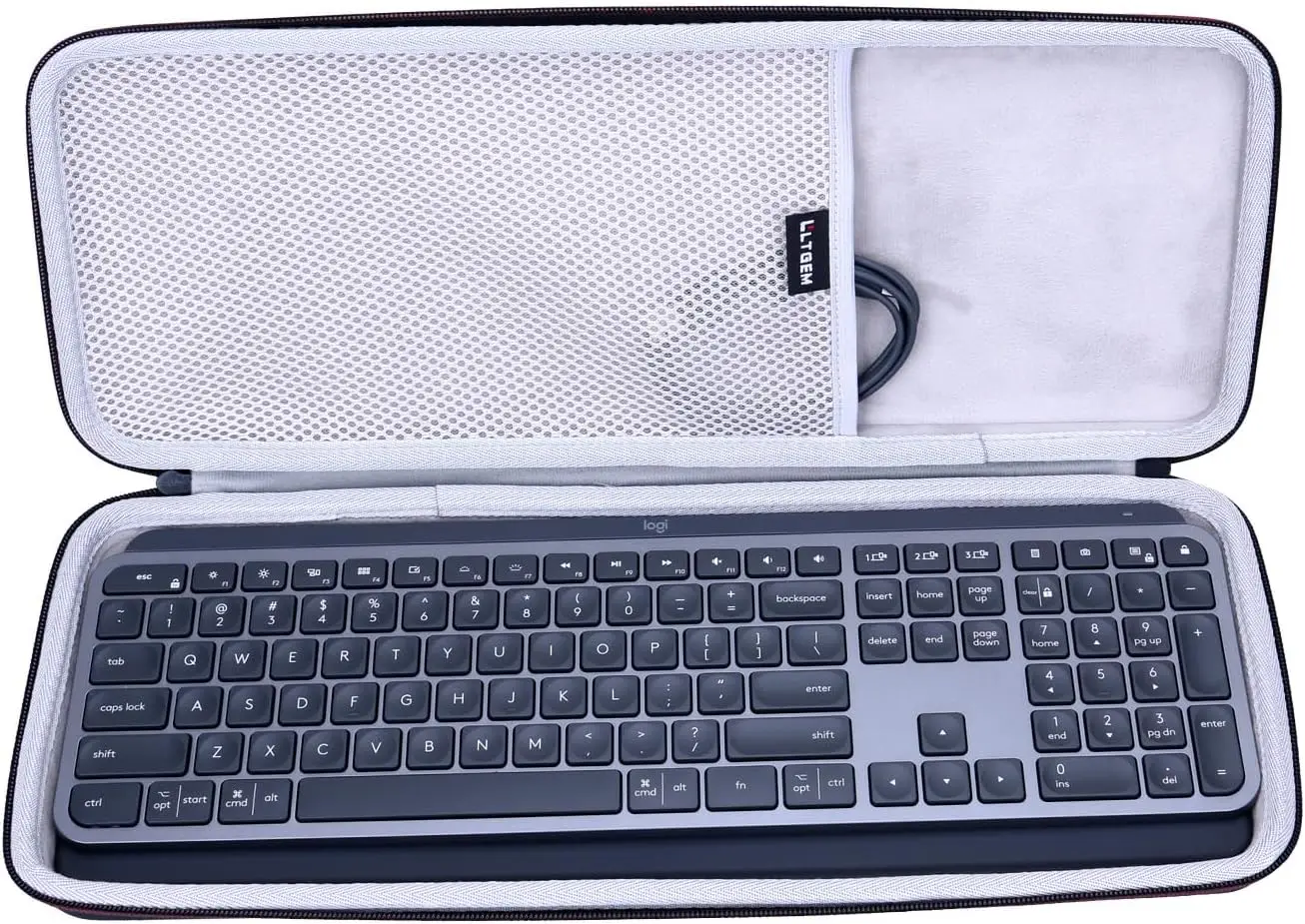 Estuche LTGEM compatible con el teclado inalámbrico mecánico Logitech MX Keys S/MX, bolsa de almacenamiento para viajes de oficina - Negro