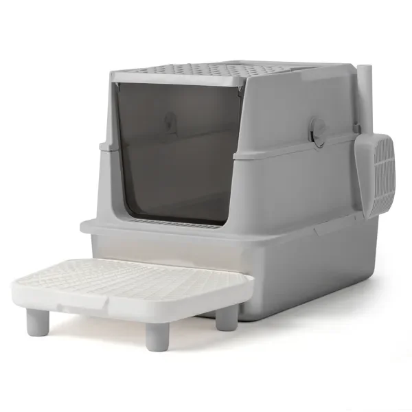 

Stainless Steel Cat Litter Box, Covered Extra Large Cat Litter Box Enclosure, Metal Kitty Litter Boxes with Lid, Litter Scoop