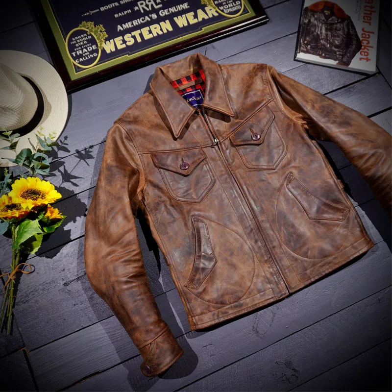 LKG988 Asian Size Super Top Quality Genuine Italy Goat Leather Classic Durable Sheep Stylish Jacket