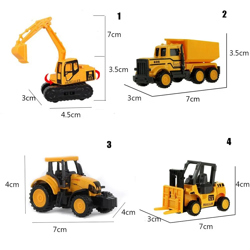 8 types Mini Construction Engineering Car Dump-car Dump Truck Model Christmas Gift Diecast  Classic Toy