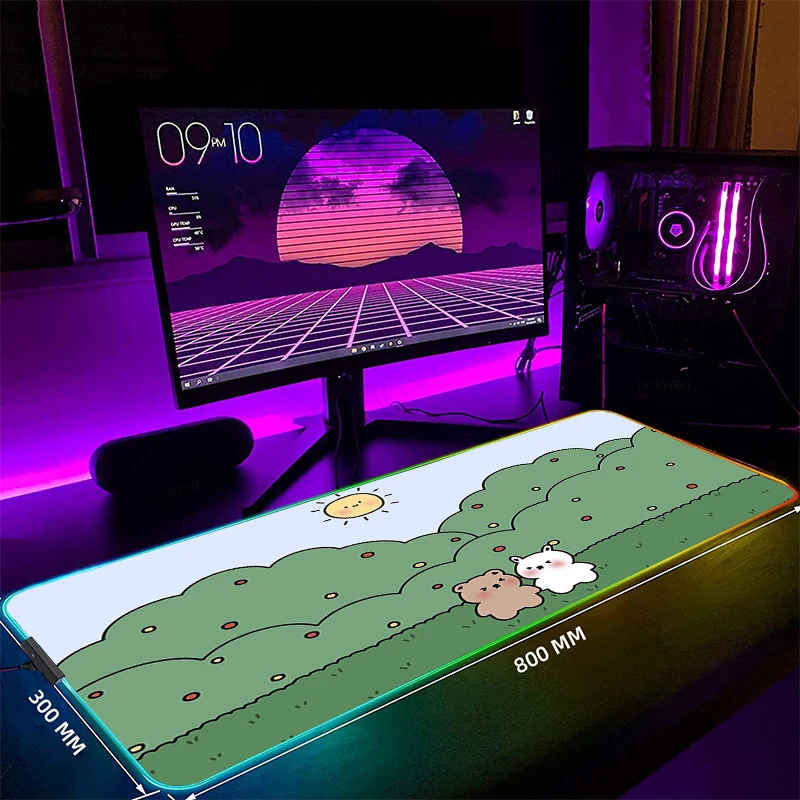 

Cartoon Cute Large RGB Mouse Pad XXL Gaming Mousepad LED Mouse Mat Gamer Mousepads Luminous Table Mats Desk Pads With Backlit