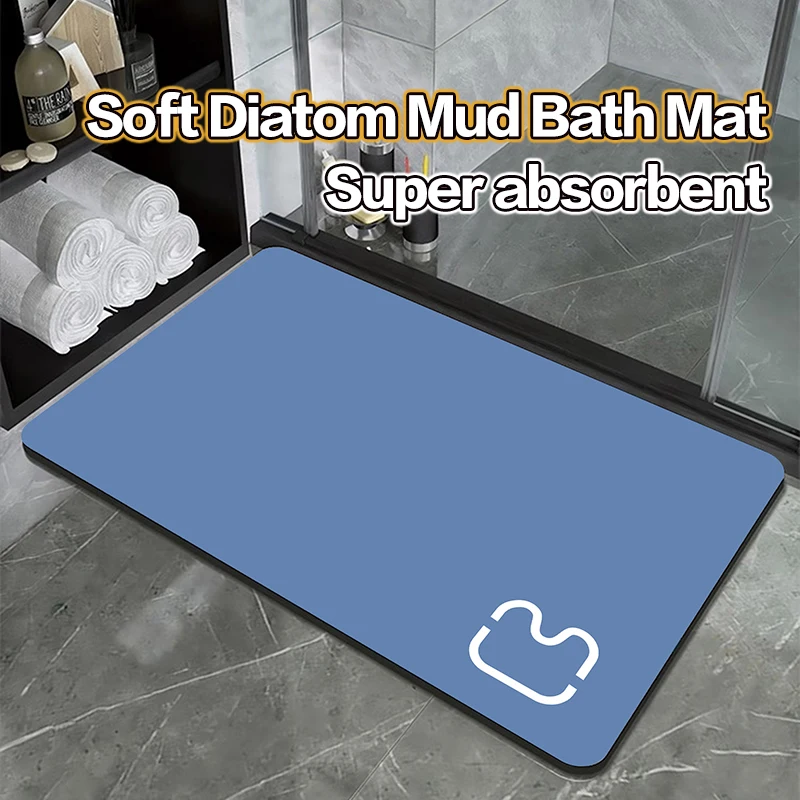 Luxury Diatomite Bath Mat Bathroom Foot Mats Super Absorbent Quick Dry Anti-Slip Shower Rugs Toilet Carpet Washable