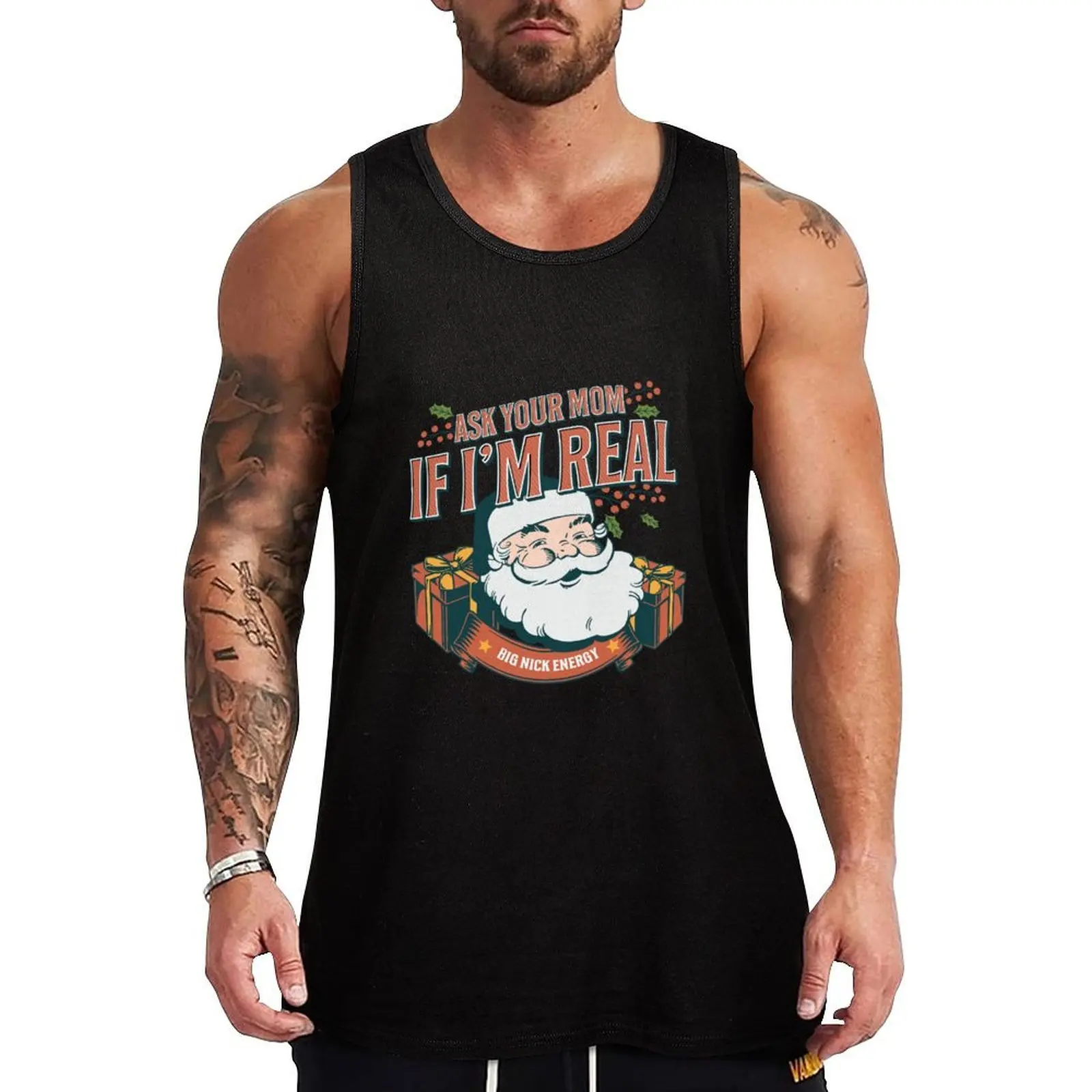 Ask Your Mom If I'm Real Big Nick Energy Tank Top Plain Color Sleeveless Shirt Casual Basic Tank Top
