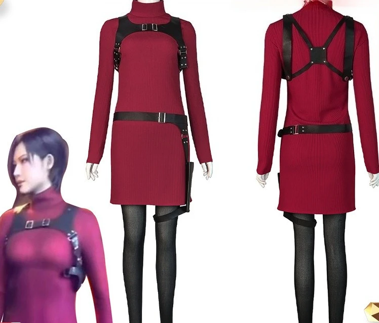 

Female Resident 4 Ada Wong Cosplay Costume Evil Dress Outfits Fantasia Halloween Carnival Disguise Suit for Women Girls