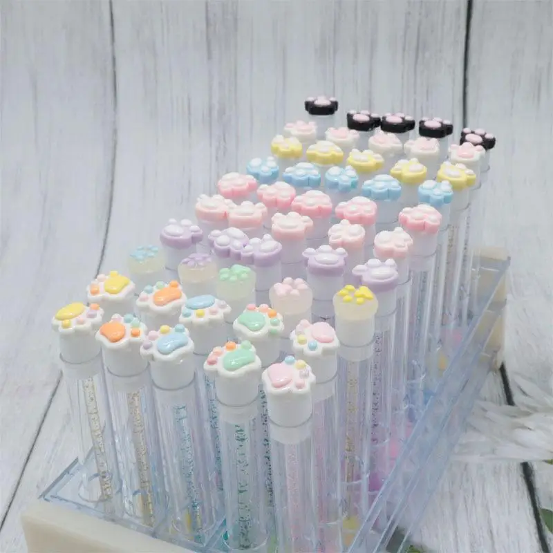 Cartoon Cat Paw Eyelash Brush Tube Disposable Mascara Wands Tube Reusable Lash Spoolies Brush Dustproof Cleaner Storage Tubes