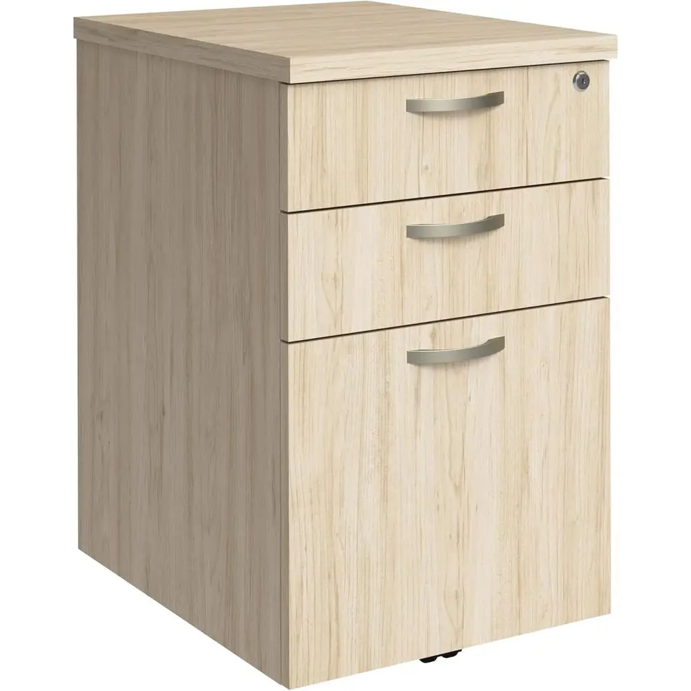 

Desk Storage Cabinet on Wheels, Under Desk Organizer, Natural Elm Finish, Office Furniture