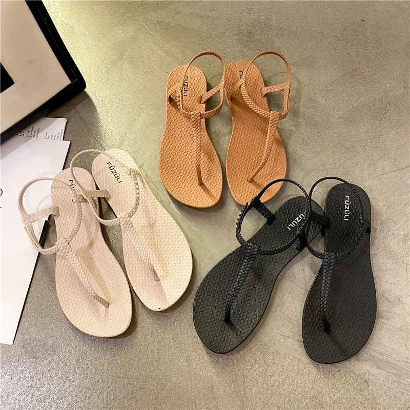 

Summer Womens Bohemian Sandals Flat Flip Flops Casual Beach Shoes Comfort Open Toe Flat Sandals Clip on Vacation Beach Sandals