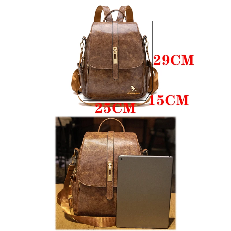 College Women Backpacks Designer Soft Leather Vintage Packbag Female Travel Backpack School Bags for Teenage Girls Shoulder Bag