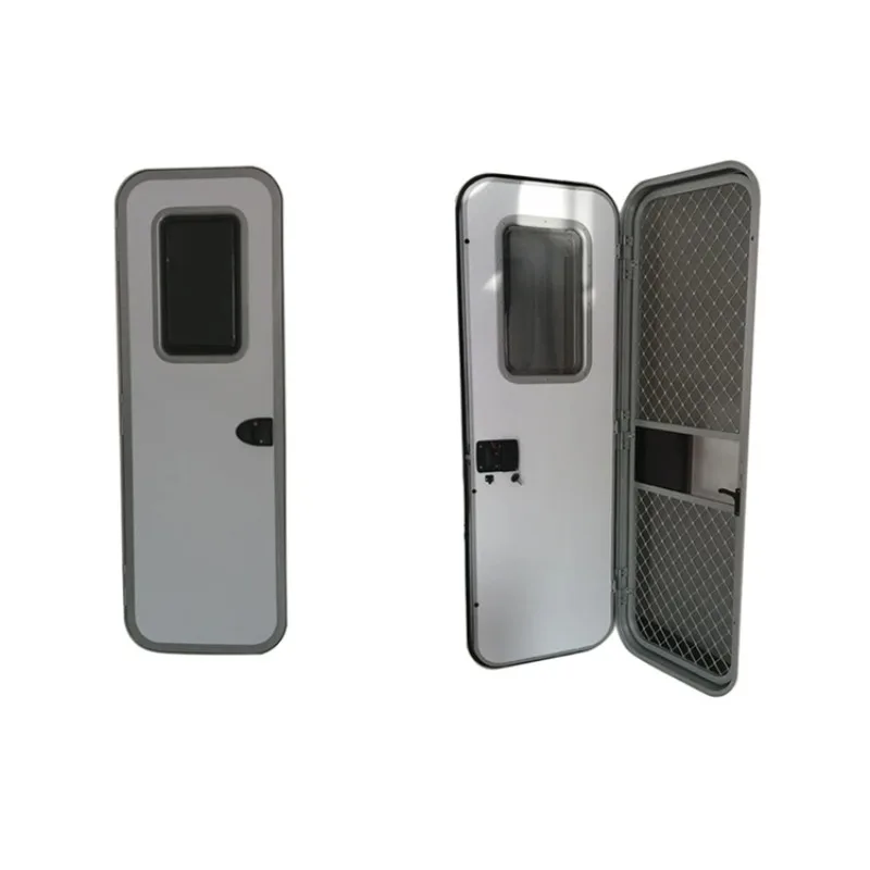 Camper Door Custom Size Round Corner And Right Angles Single Point Lock Acrylic Glass Windows RV Entry Doors