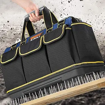 AIRAJ2024New tool bag 1680D Oxford bag electrician fabric hard bottom multi-pocket waterproof storage bag with reflective strip