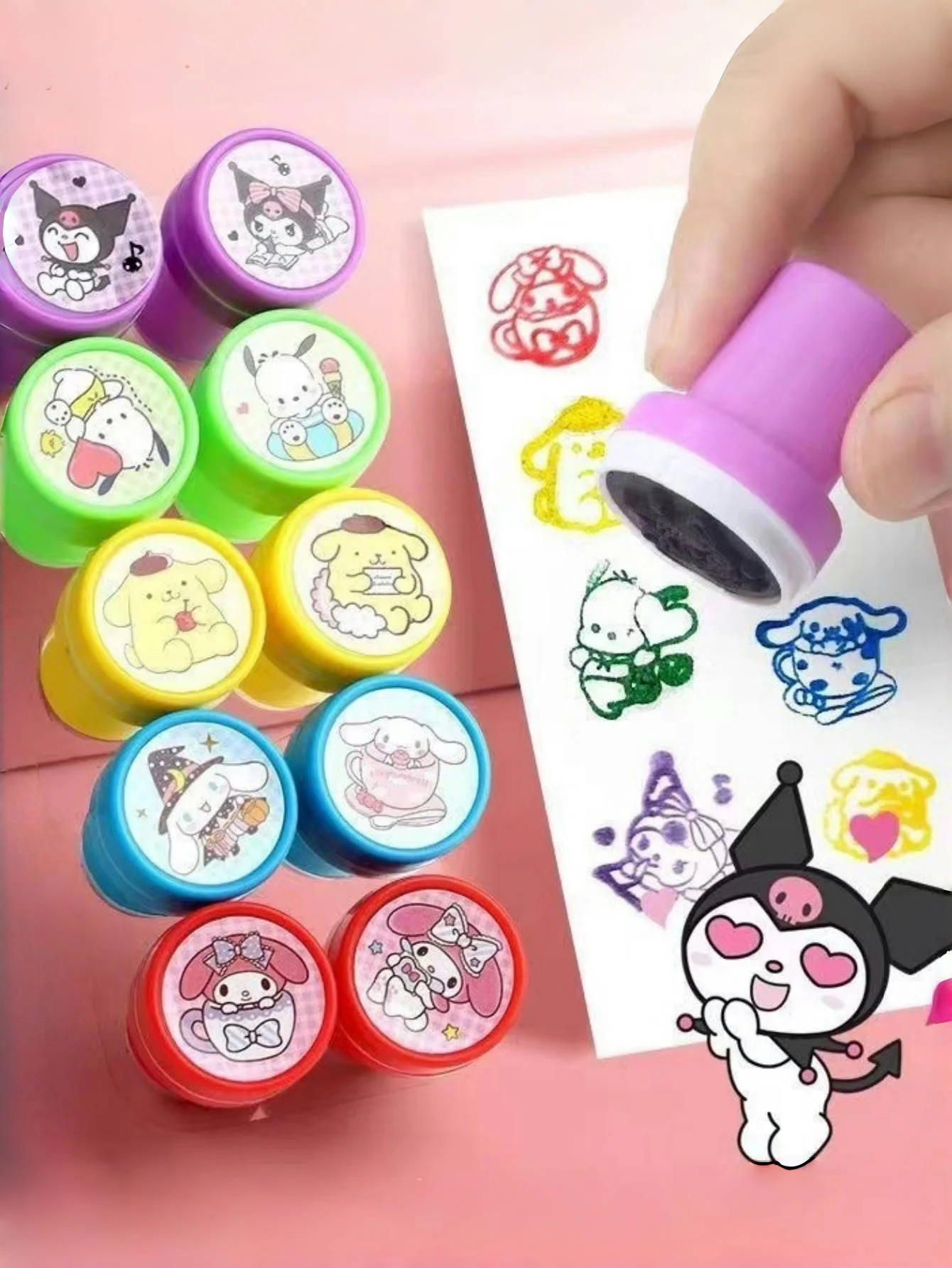 10 قطعة HelloKittys ميلودي كورومي سينامورول ختم لطيف مكافأة الكرتون ختم كتيب القرطاسية هدية جائزة العنصر نقاط الفداء