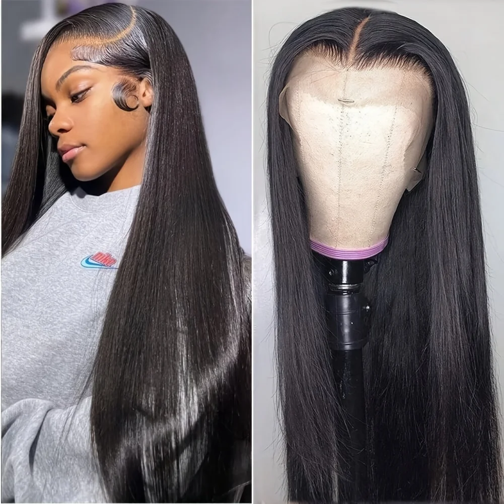 Pre pull the natural end of black hair. 13X4 high-definition lace front wig, suitable for daily wear and special occasions.