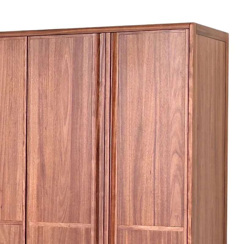 

New Chinese high-end ebony wardrobe, modern simple bedroom solid wood furniture, large wardrobe four-door