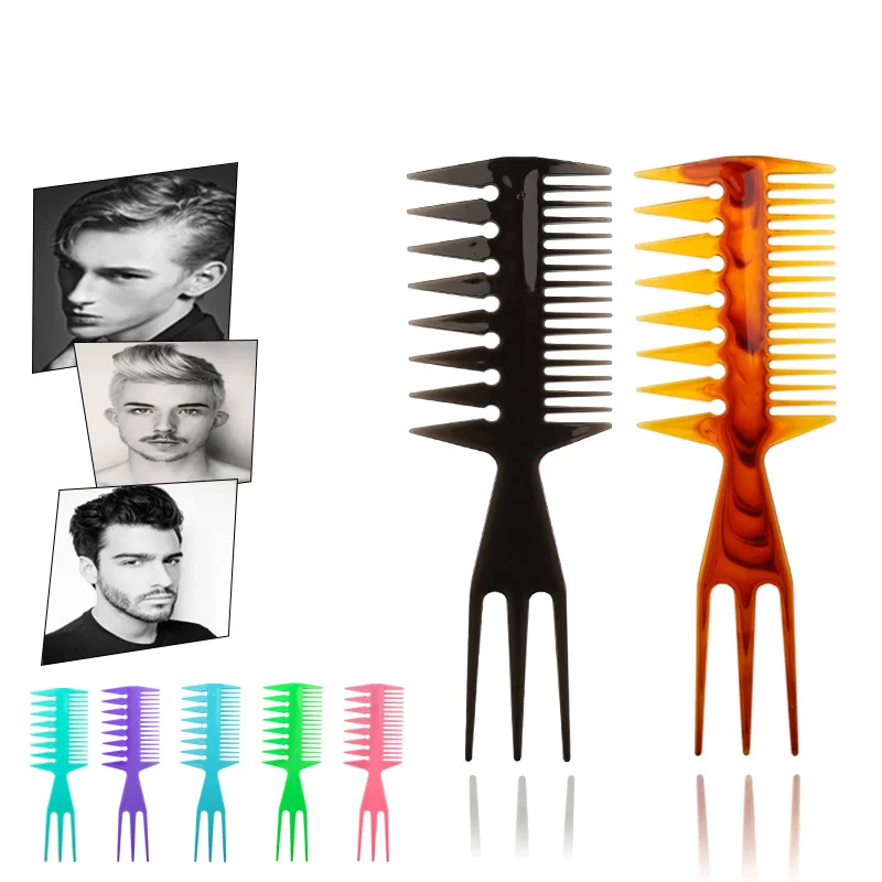 Multifunktionaler Trident-Haarkamm für Herren, aus robustem ABS-Kunststoff, geeignet für den Einsatz in Friseursalons und von Friseuren als Haaraccessoire. – Detail 1