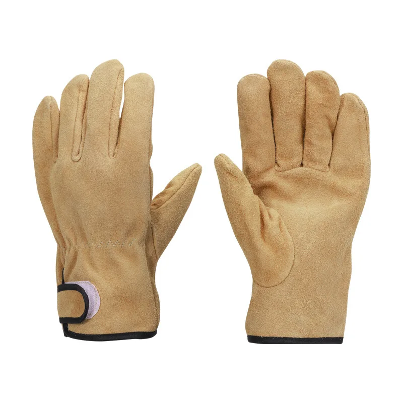 

Camping Leather Welding Gloves, Heat Resistant Stove Fire And Barbecue Gloves With Cotton Lining for Outdoor Camping