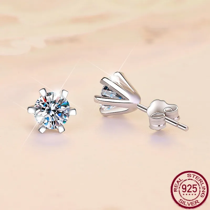 

Новые женские серьги из чистого серебра S925, серьги из муассанита с шестью когтями, 50 очков, простые украшения, свадебные украшения