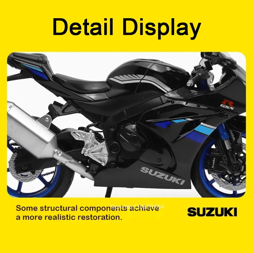 1:12 CCA Suzuki GSX-R1000 BMW R1250GS Moto in lega Diecast Modello Giocattoli Auto Sterzo ruota anteriore Motorbick Bambini Regalo di Natale