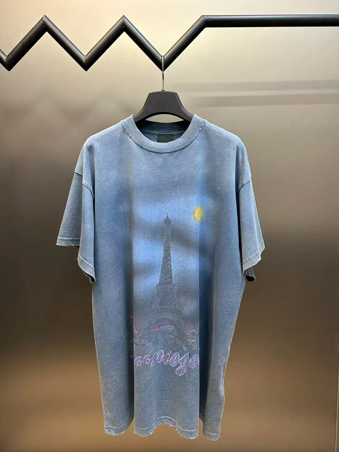 

BLCCNIEGEA Heavyweight High-Quality Paris B T-Shirt Trendy Fashion Loose Fit Short Sleeve Print Letter Design Pure Cotton Unisex