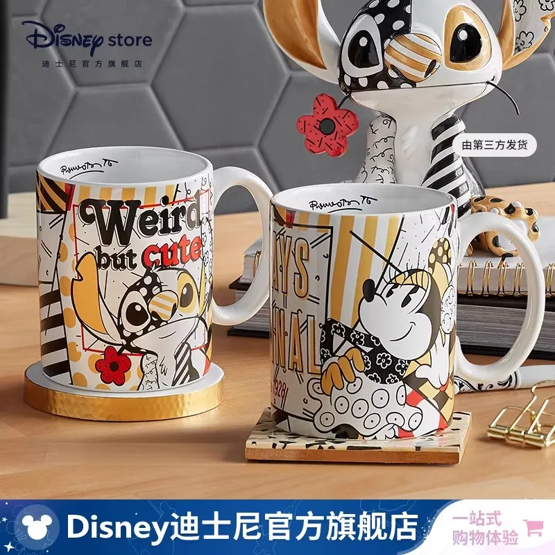 New Original shanghai Disney Black and Gold Series Stitch Mickey Designer Mug Office Water Cup Gift