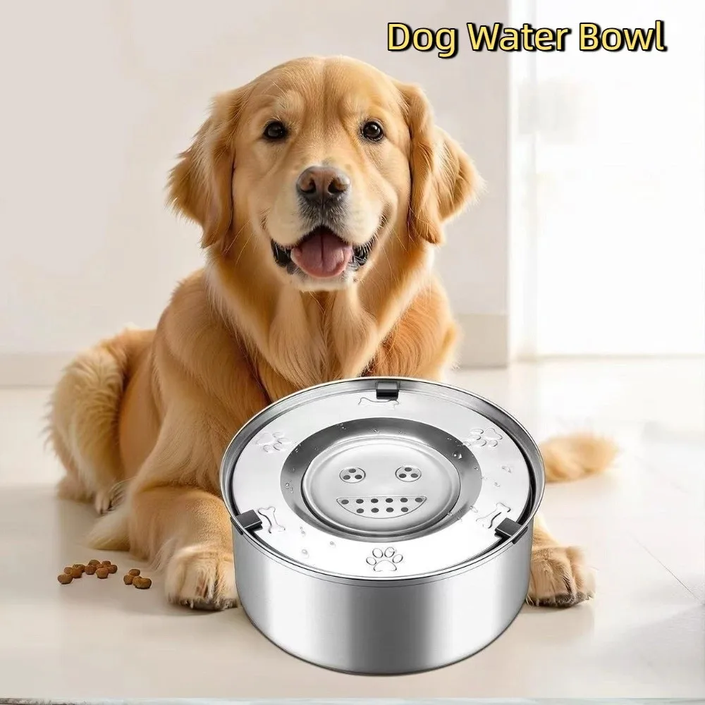 

Stainless Steel Dog Water Bowl Anti-Splash Anti-Spill Pet Water Feeder Non-Slip Base Portable Anti-Suffocation Bowl Outdoor