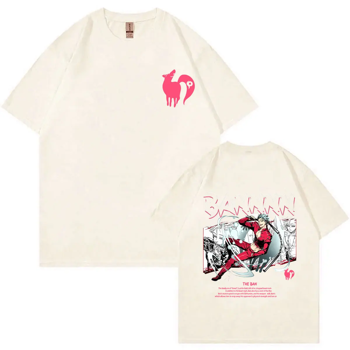 Anime The Seven Deadly Sins Fox's Sin of Greed Ban Graphic T-shirt Men Women Manga Oversized T Shirts Male Casual Cotton Tshirt