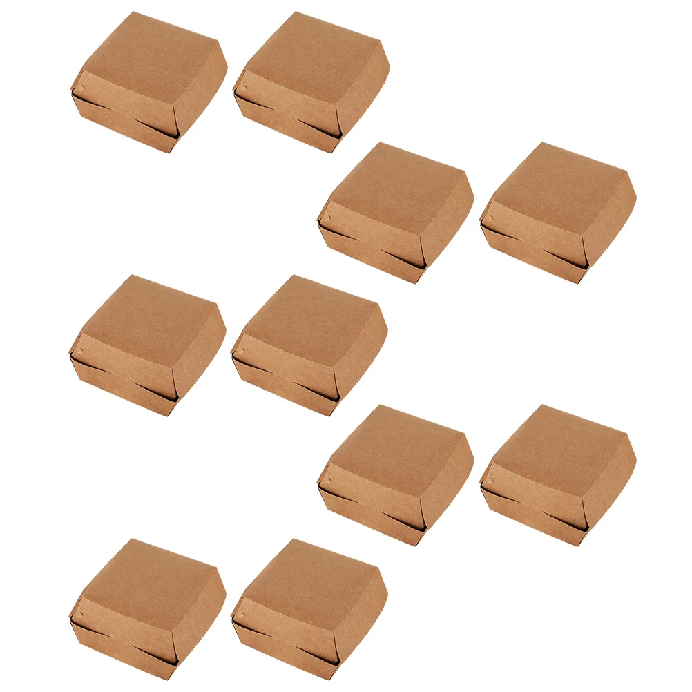 30 Pcs Hamburgers Case Portable Kraft Paper Hamburger Packaging Box Takeout Packaging Container Takeout Container for Picnics