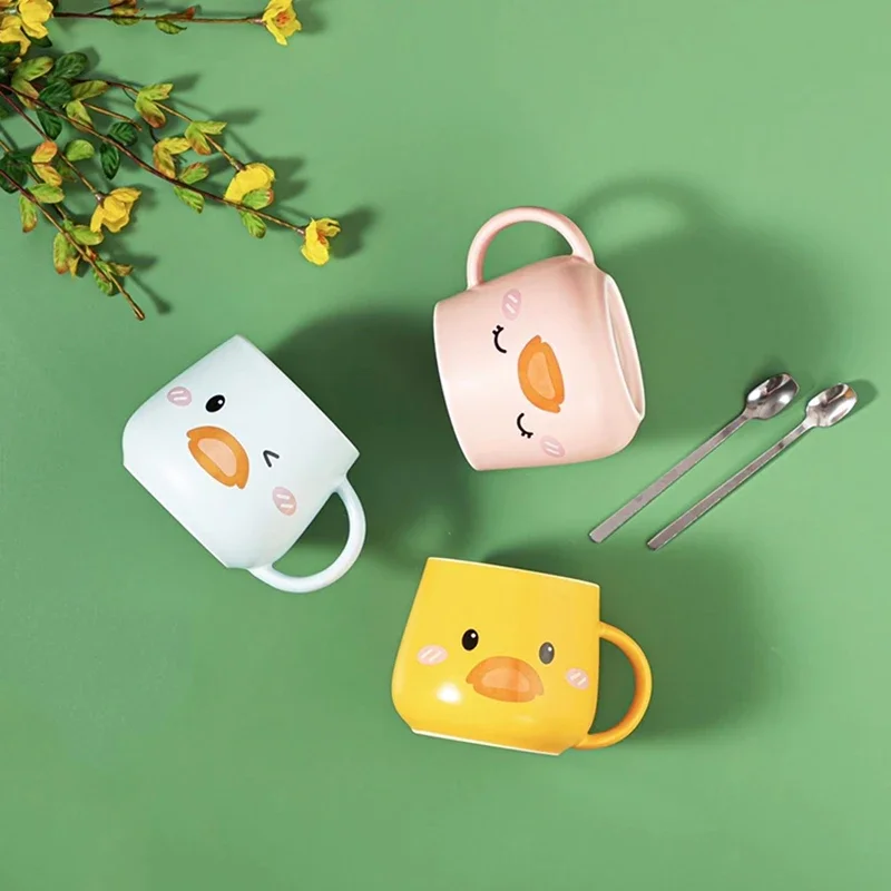 Cartoon Duck Hat Duckling Mug Cute Ceramic Cup With Lid Mug for Coffee Cups Mugs Funny New Year Mugs Drinkware Tea Original Beer