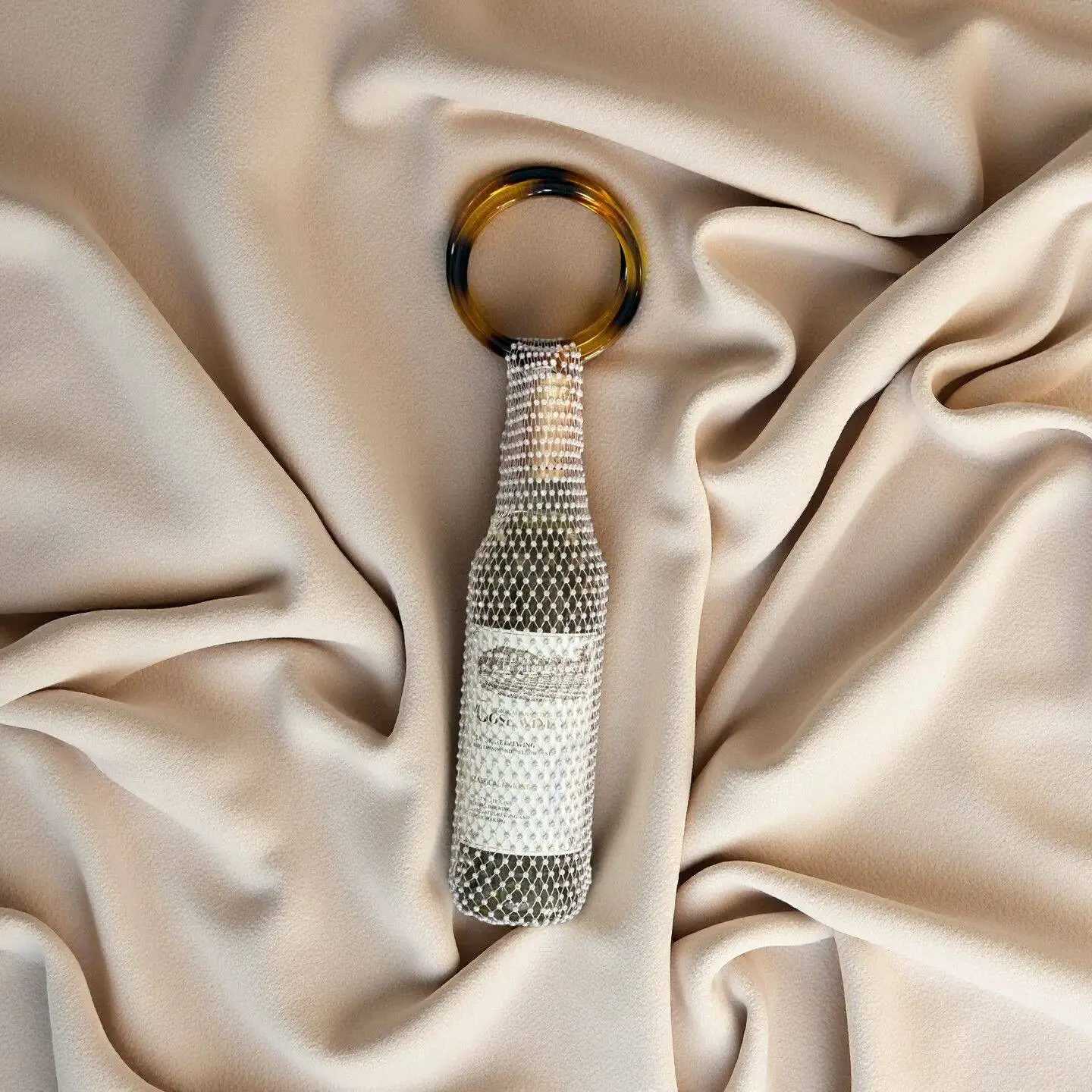 

Модная плетеная вручную сумка для хранения винных бутылок, украшенная стразами, блестящая подарочная сумка с бриллиантами, реквизит для рождественских фотосессий