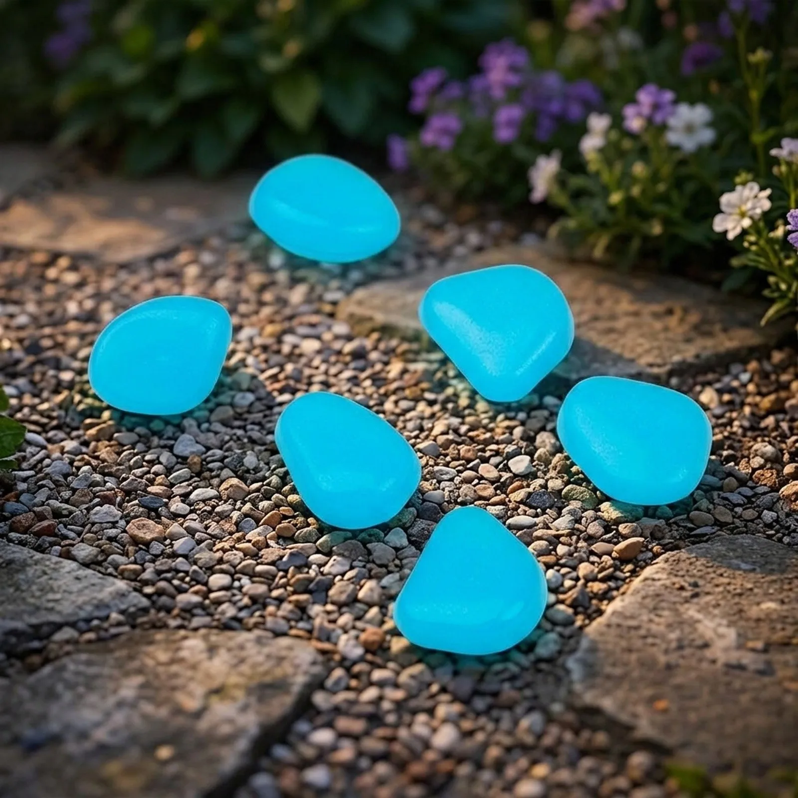 Resin Glowing Stones Luminous Pebbles Material No Wiring Required Solar Powered Decorative Pebbles Garden Decor