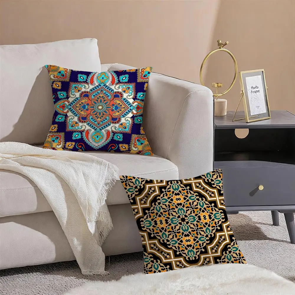 Bohemian Ethnic Decorative Cushion Cover Linen Pillowcase Cover Soft Decor for Sofa Home Room