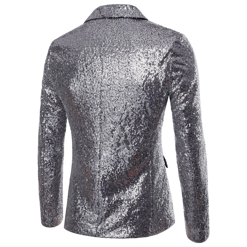 Shiny Gold Sequin Glitter Embellished Blazer Jacket Men Nightclub Prom Suit Blazer Men Costume Homme Stage Clothes For singers