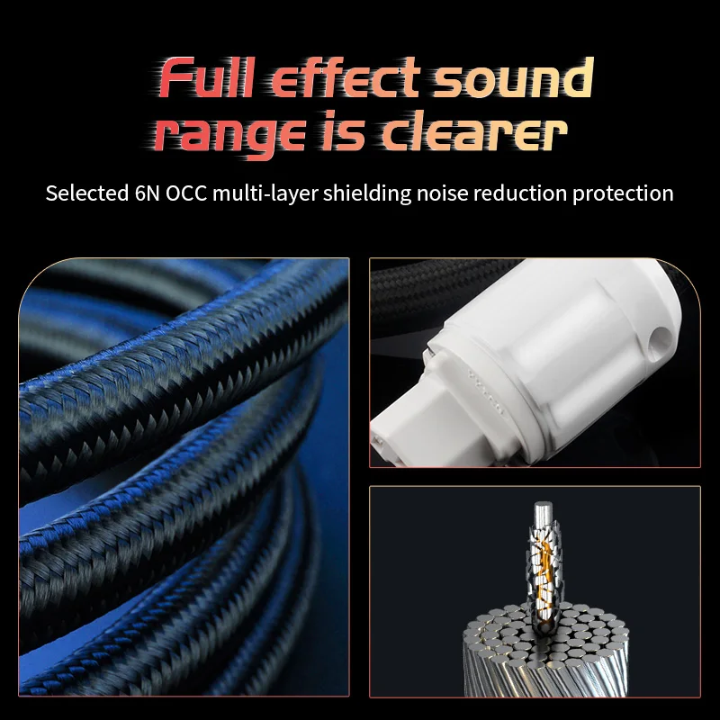 YYTCG High Fidelity Power Cord High Quality 6N OCC High Fidelity Audio EU/US Plug Adapter Connector AC Power Cord for CD Decoder