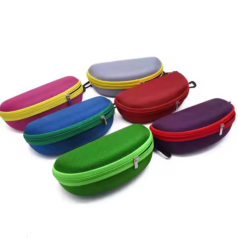 Portable EVA Glasses Case with Carabiner Hook Colorful Sunglasses Hard Cases Zipper Eyeglasses Protector Box Eyewear Accessories