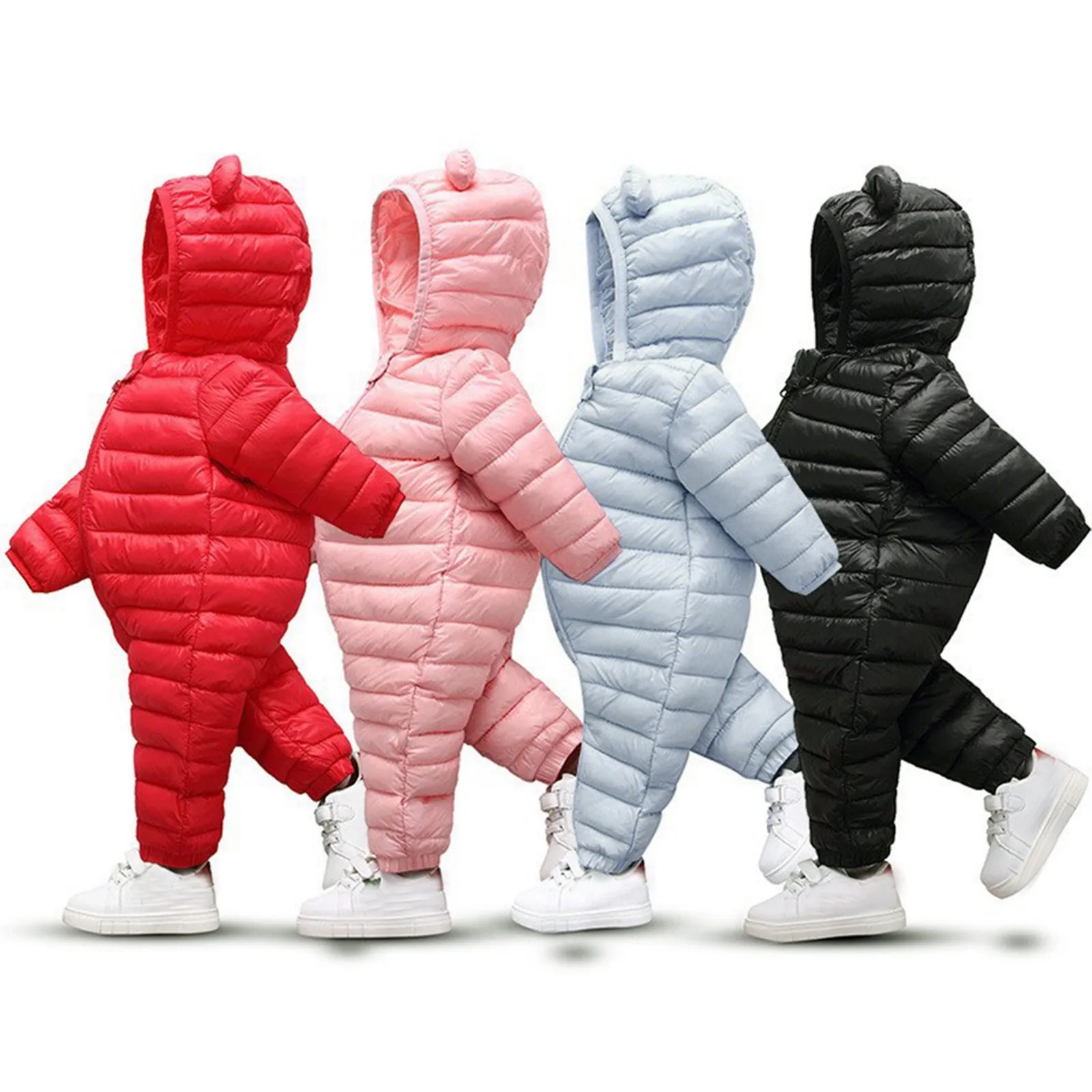 Kids Romper Winter Baby Newborn Plus Velvet Overalls Clothes Infant Boys&Girls Warm Thick Jumpsuit Hooded Outfits Down Cotton