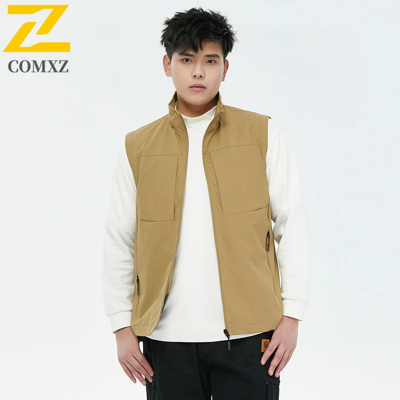 2025 nouveau automne gilet hommes de haute qualité mode coupe-vent fermeture éclair poche sans manches veste marque vêtements mâle décontracté randonnée gilet